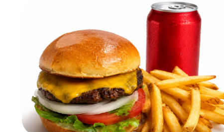 Cheeseburger Combo with fries and Coca-Cola
